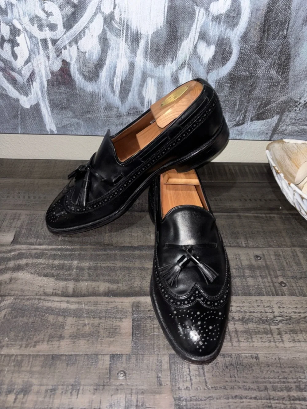 Allen Edmonds Manchester tassel loafers in black calfskin leather SZ 8.5 - Picture 3 of 11